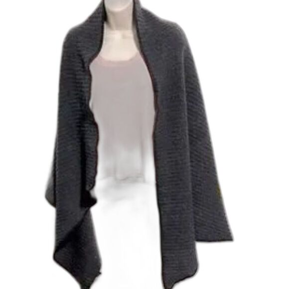 Anthropologie Accessories - ANTHROPOLOGIE Recycled Boucle Charcoal Gray Grey Scarf Thick Warm Shawl Wrap